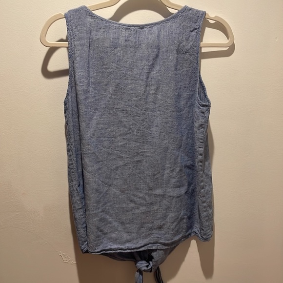 Caslon Blue Button Down Tie Top - Picture 5 of 6